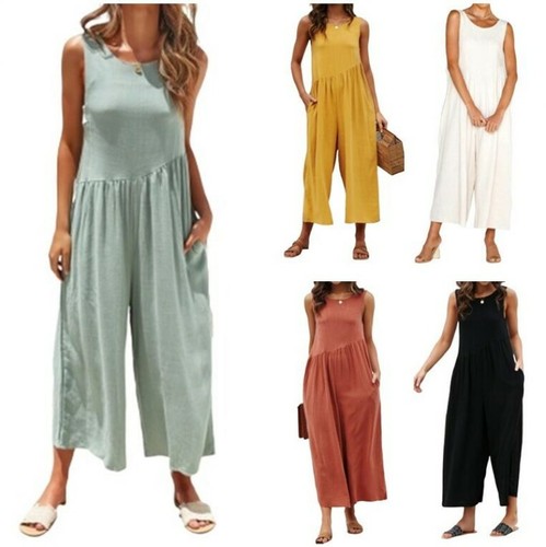 linen wide leg overalls
